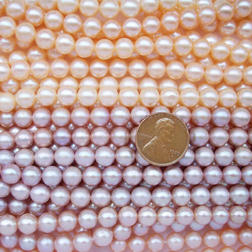 Mauve and Lavender 7-8mm Round Pearl Strands