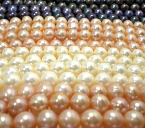 White, Pink, Lavender and Black 8-9mm Round Pearl Strands