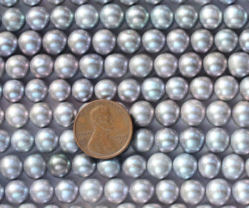 Grey 8-9mm A Quality Round Pearl Strand