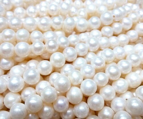 White 8-9mm Round Pearl Strand with Large Holes