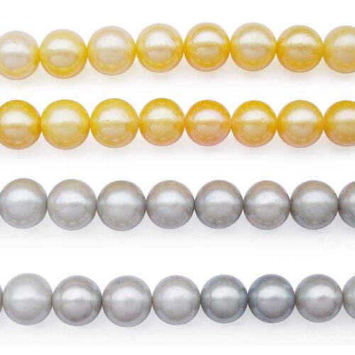 Gold and Grey 9-10mm AA Round Pearl Strands
