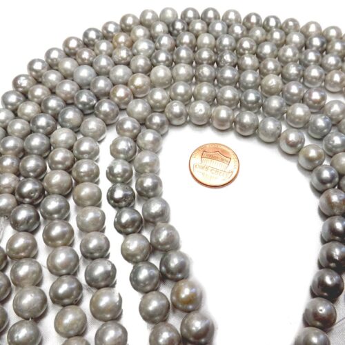 9-10mm Grey Colored Nucleated Pearl Strand