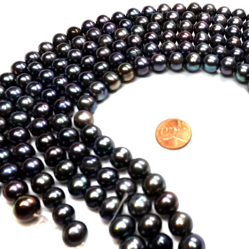 11-12mm Huge Freshwater Black Round Pearls