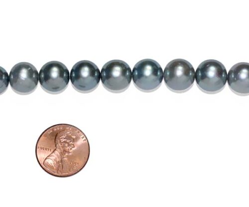Grey Rare 11-12mm Round Pearls on Temporary Strand