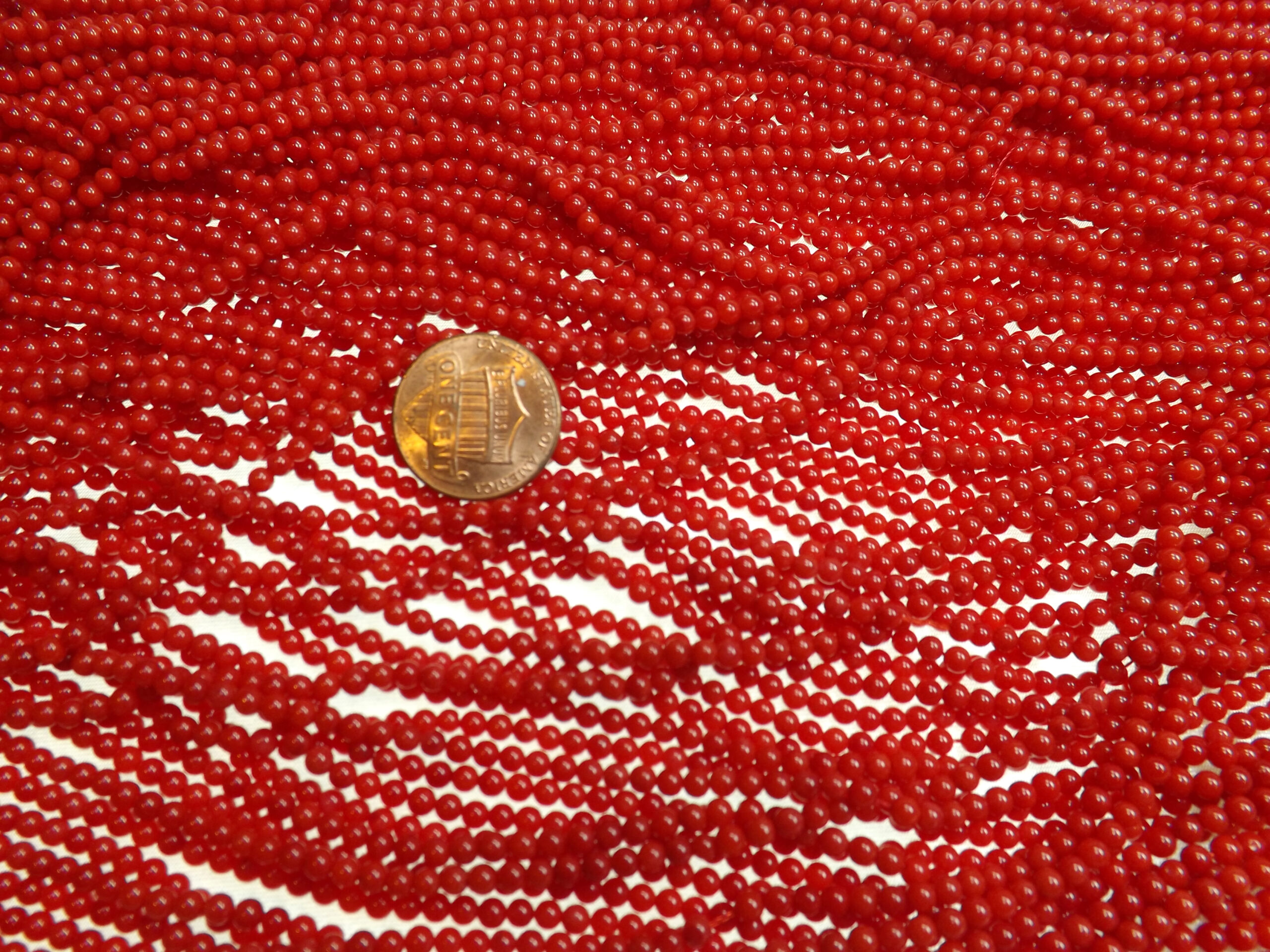 3mm Round Genuine red Coral Beads