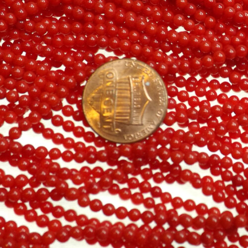 3mm Round Genuine red Coral Beads