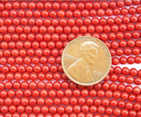 3-4mm Round Coral Beads on Temporary Strand