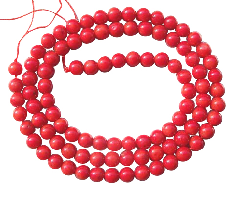 Red 4-5mm Round Coral Beads on Temporary Strand