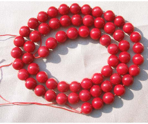 6mm Round Coral Beads on Temporary Strand in Red