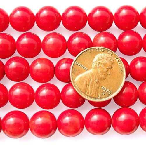 Red 9-10mm Round Coral Beads on Temporary Strand