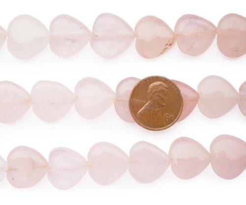 Pink Heart Shaped Quartz Crystal Beads on Temporary Strand