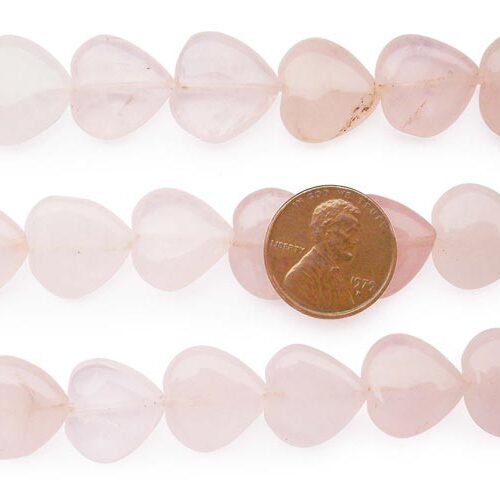Pink Heart Shaped Quartz Crystal Beads on Temporary Strand