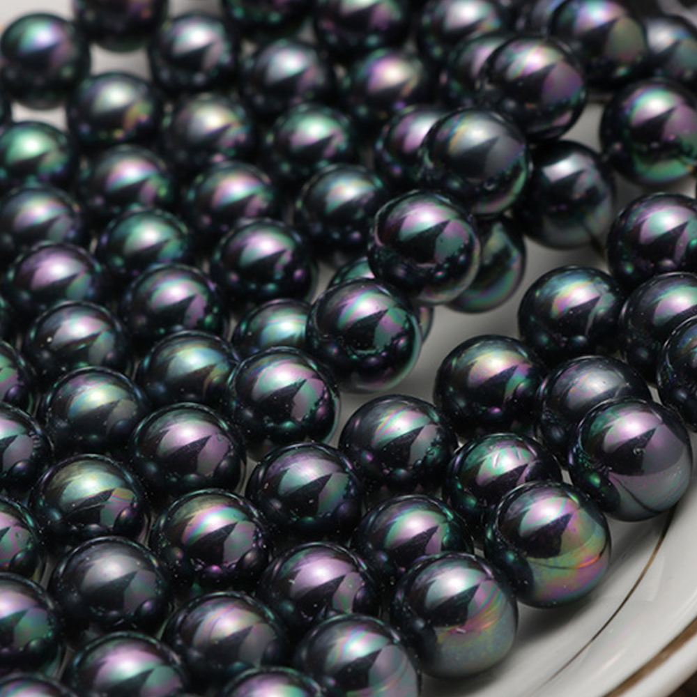 6mm southsea shell pearl strands in peacock black