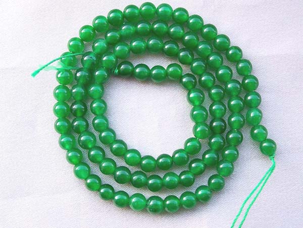 Bright Green 4mm Round Jade Beads on Temporary Strand