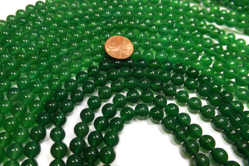 Green and Dark Green 8mm Round Jade Beads on Temporary Strand
