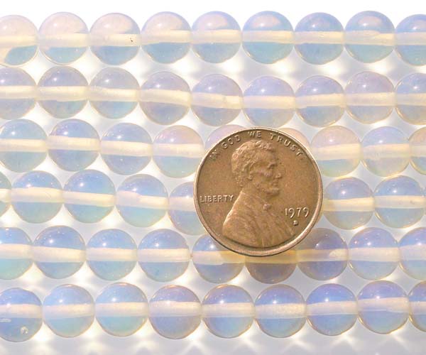 White 8mm Round Opal Glass Beads on Temporary Strand