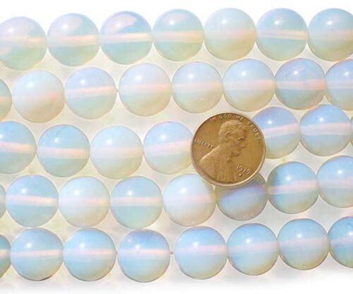 14mm Round Opal Glass Beads on Temporary Strand