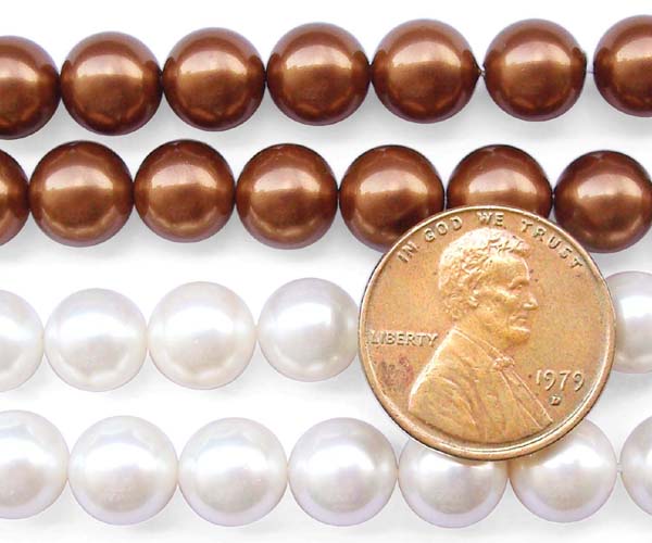 Chocolate and White 8mm SSS Pearl Strands