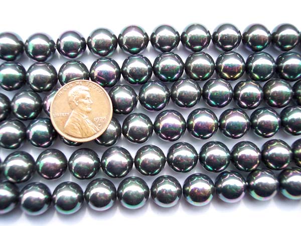 Black 10mm South Sea Shell Pearl Strands