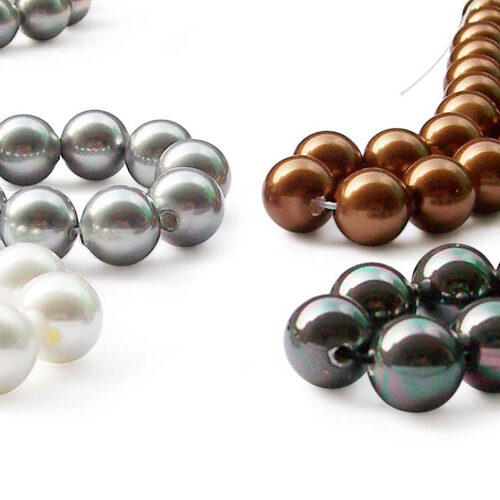 Grey, Chocolate, White and Black 10mm SSS Pearl Strands, 2mm Holes