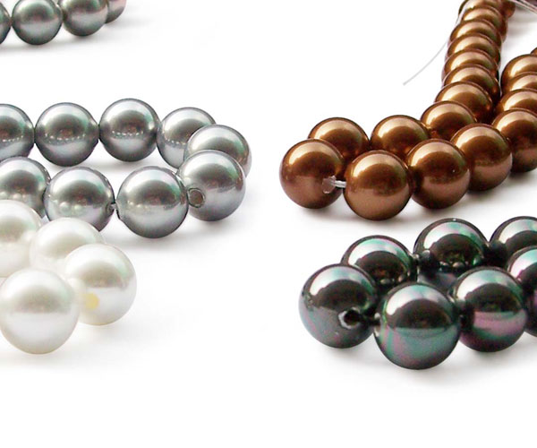 Grey, Chocolate, White and Black 10mm SSS Pearl Strands, 2mm Holes