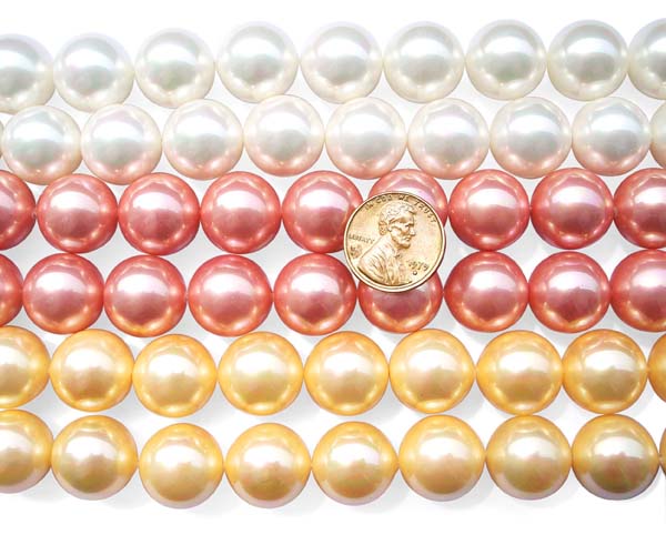 White, Rose Pink and Gold 16mm SSS Pearl Strands
