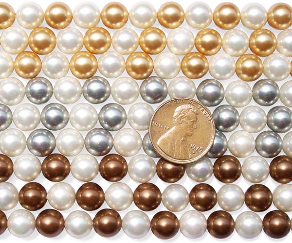 8mm Multi-Colored Southsea Shell Pearl Strands