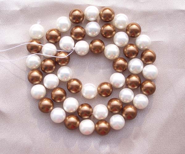 8mm White Chocolate Colored Southsea Shell Pearl Strands