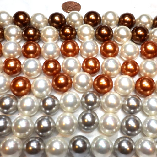 White, Grey Copper and Chocolate 16mm SSS Pearl Strand