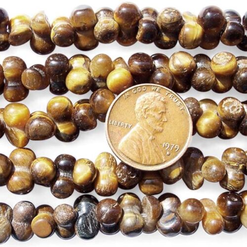 Tiger Eye 6X10mm Beads in Peanut Shape on Temporary Strand