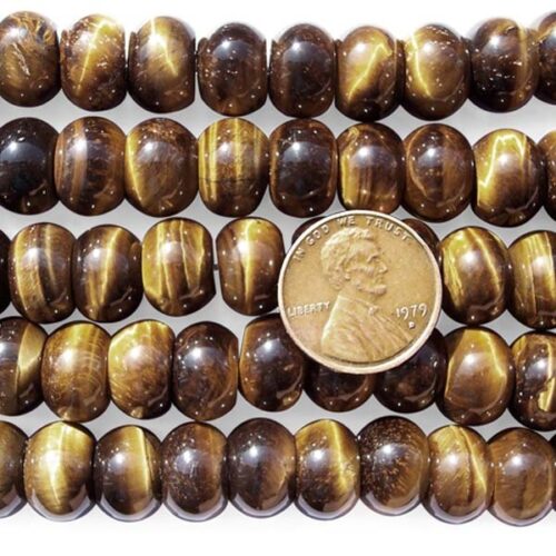 Tiger Eye 8X12mm Rondelle Beads on Temporary Strand