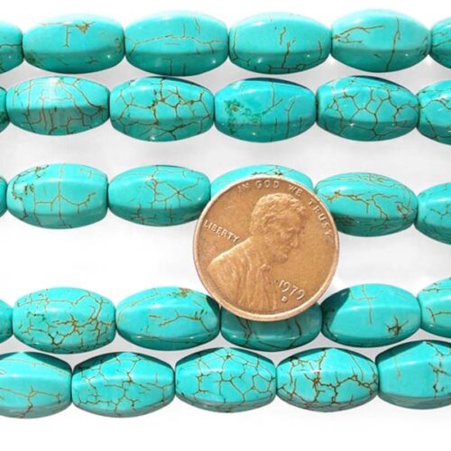 8x14mm Edged Stabilized Blue Turquoise Beads Strand