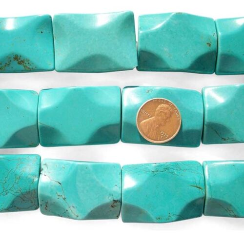 Teal Green 25x35mm Rectangle Stabilized Chinese Turquoise Beads on Temporary Strands