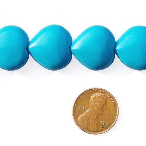Blue 20mm Heart Shaped Turquoise Bead Strand