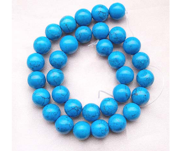 12-12.5mm Stabilized Chinese Turquoise Round Beads on Temporary Strand