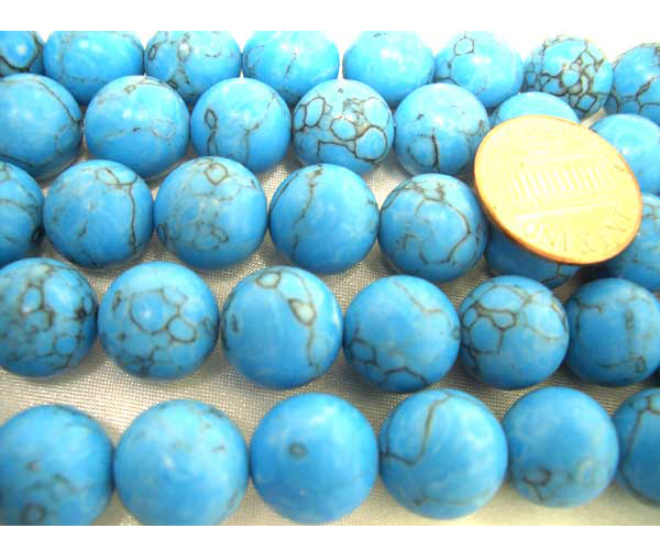 12-12.5mm Stabilized Chinese Turquoise Round Beads on Temporary Strand