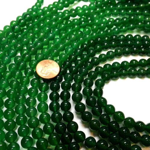 8mm Green and Dark Green Round Jade Beads on Temporary Strand
