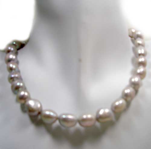 Silver Grey 10-12mm Baroque High AA+ Quality Pearl Necklace