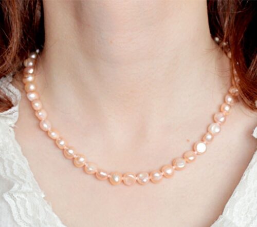 Pink 8-9mm AA+ Pearls Unique Baroque Pearl Necklace