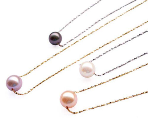 Black, Mauve, White and Pink 7.5mm Add a Pearl - AAA Round Pearl Necklaces, in 14k Solid YG and WG