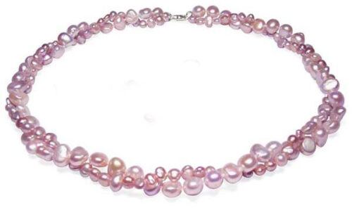 Lavender Double Strand Baroque Pearl Necklace 17in