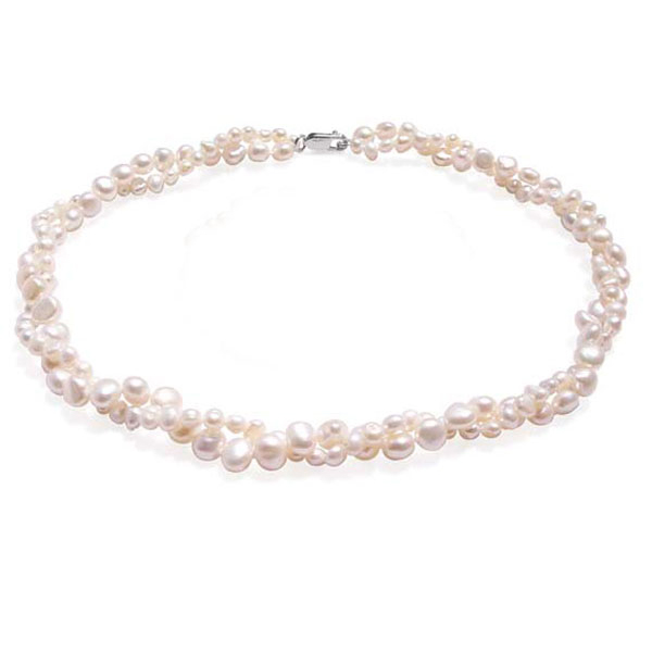 7-8mm and 4-5mm Double Strand White Baroque Pearl Necklace