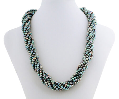 Multi-Black 8 Rows Real Pearl Necklace
