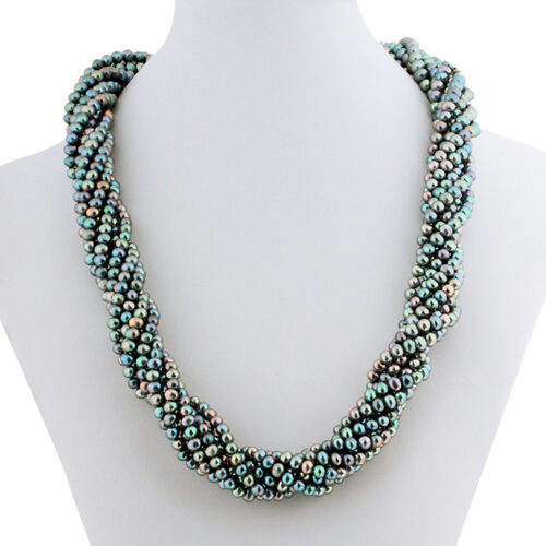 Multi-Black 8 Rows Real Pearl Necklace