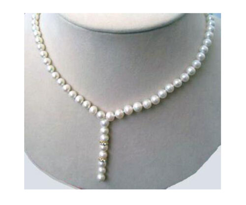 Lariat White Pearl Tin-cup Necklace