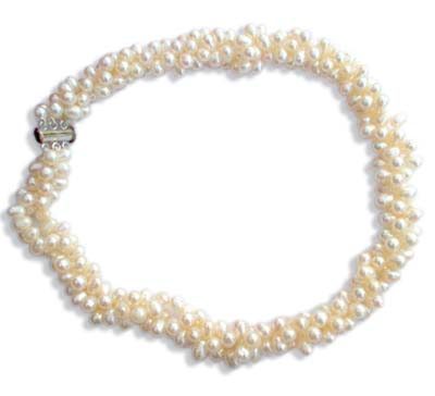 White Doublet Pearl Necklace 3 Strand, SS