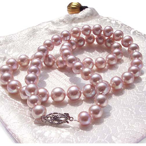 7-7.5mm Very High AAA Gem Quality Mauve Pearls 14k