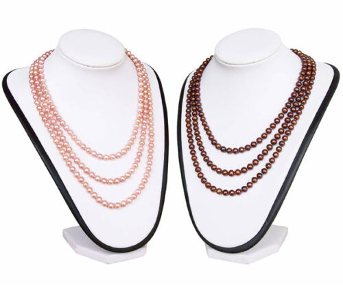 Three Strand White or Pink Pearl Necklace, 925 Sterling silver clasp