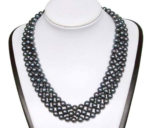 3-Row 7-8mm AA+ Quality White Round Pearl Necklace