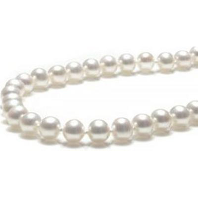 white colored 7mm round pearl necklace gold clasp